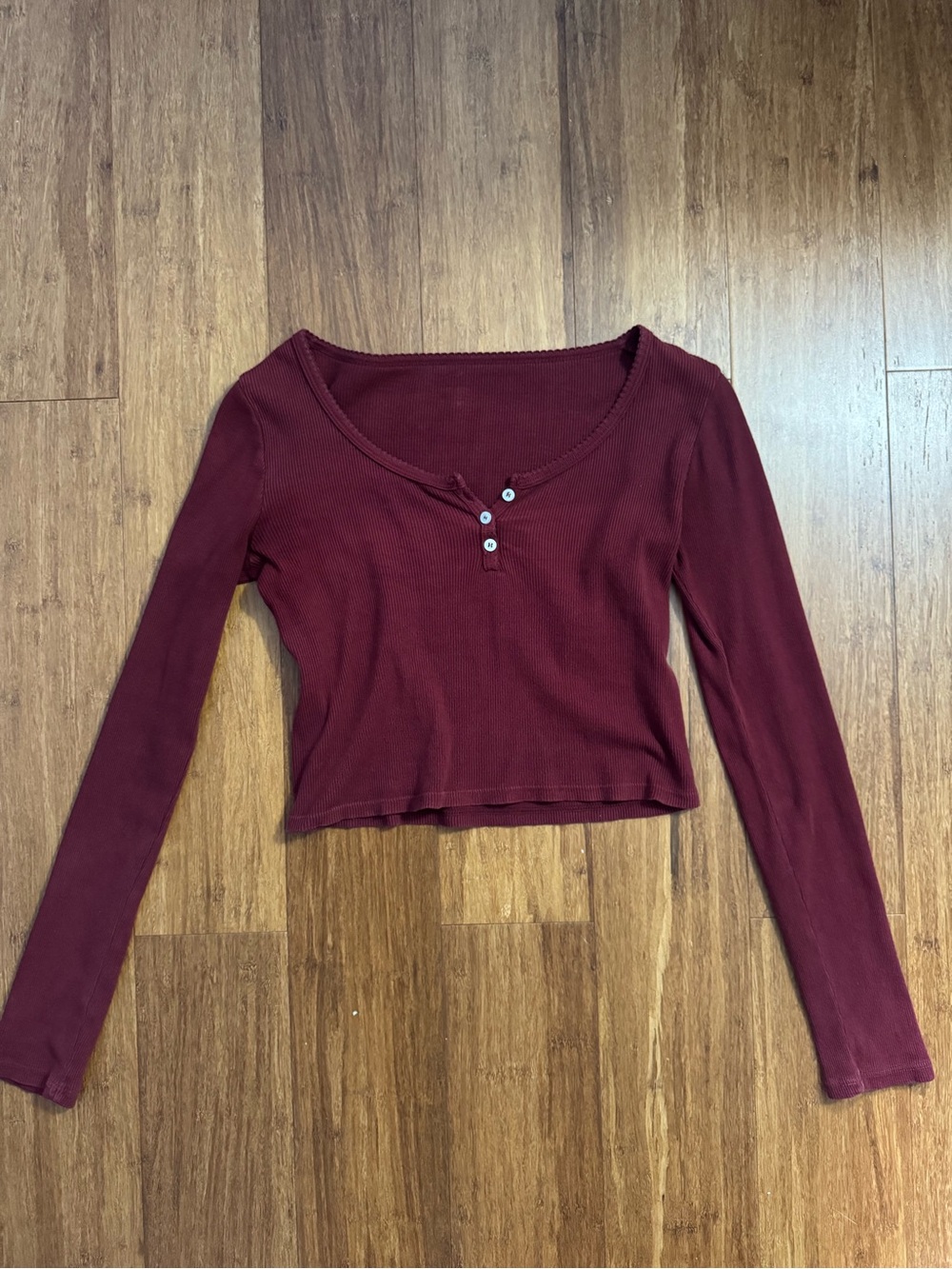 Brandy Melville maroon long sleeve crop top